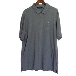 Travis Mathew Polo Shirt Men's XXL Gray Striped Golf Short Sleeve Adult Logo 2XL